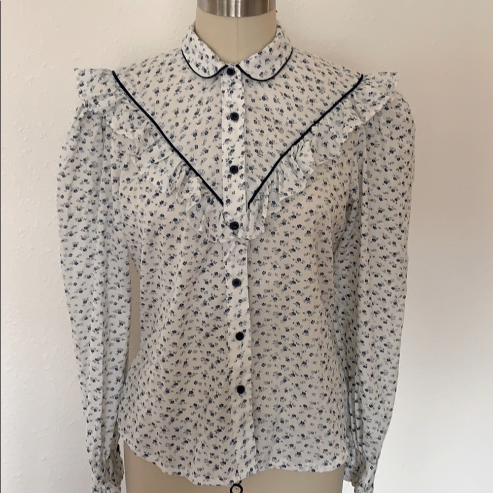 Vintage Cottage Core Prairie Ruffle Top